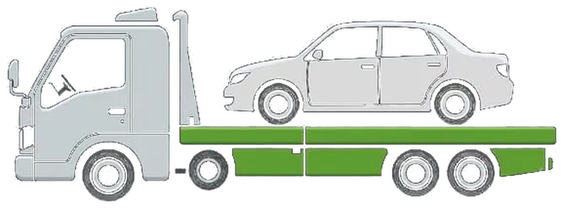 Dépanneuse plateau ZEHIWA transportant une voiture (illustration)